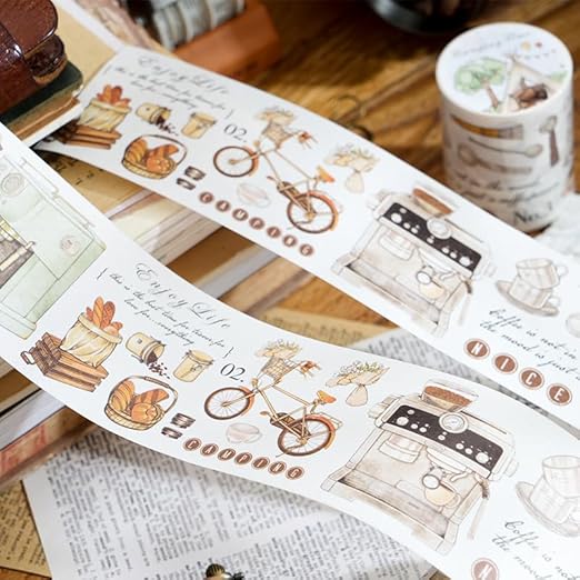 Alideco 6pcs Decorative Adhesive Tapes Fresh Literary Girl Botanical Flower Landscape PET Tape Great for Bullet Journal Supplies, Arts, Scrapbook, DIY Crafts, Planners (wujinglianxia)