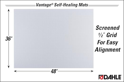 Dahle Vantage 10684 See-Through Premium Self-Healing Cutting Mat, 36"x48", 1/2" Grid, 5 Layers for Max Healing, Perfect for Crafts & Sewing, Clear