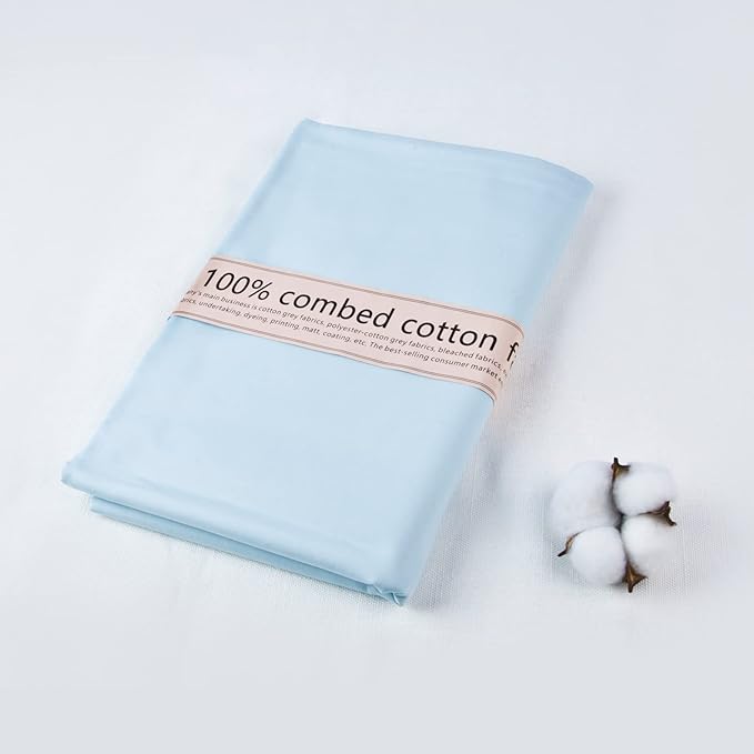 5 Yard Baby Blue Cotton Fabric, Natural Cotton Poplin Fabric by The Yard, 59 Inches Wide 100% Cotton Fabric, Soft Embroidery Muslin Quilting Material for Sewing Material Apparel Cloth