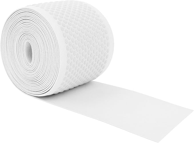 Mandala Crafts 2.5 Inch Elastic Silicone Gripper Tape for Clothing - 5 Yds Dotted Non Slip Elastic Band for Sewing - White Silicone Flat Fabric Stretchy Ribbon Straps