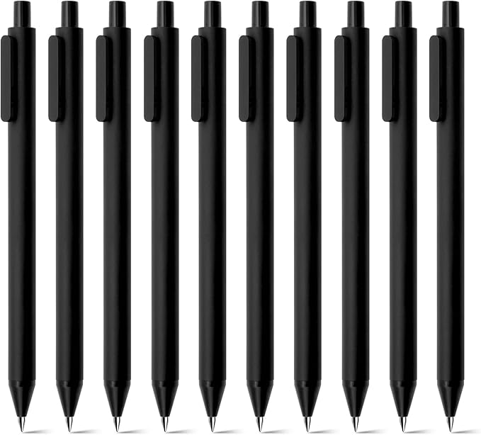 Kaco PURE Gel Pens Black Ink 0.7 mm Medium Point, 10 Pieces Set, Original Design, Quick Drying Aesthetic Note Taking Pens Office Supplies Cute Stationery Low Center of Gravity