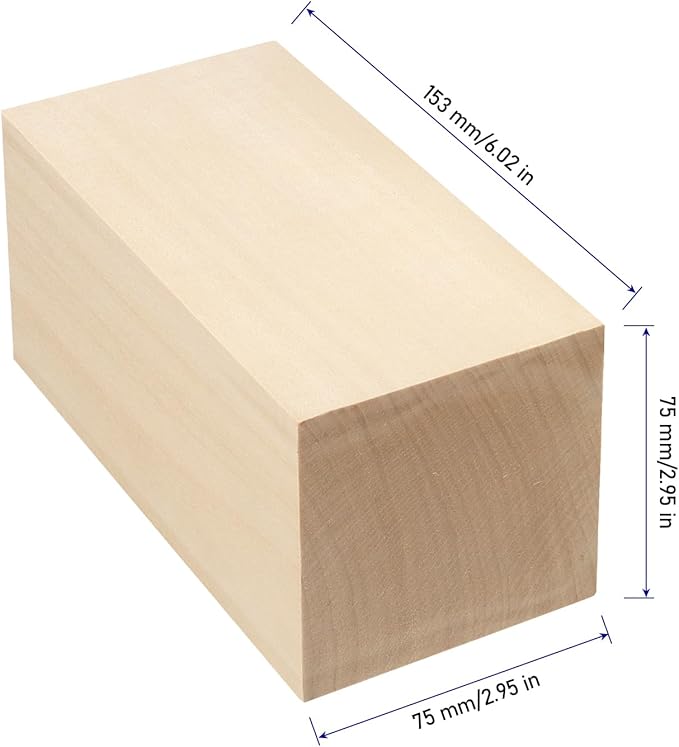 KINJOEK 6 PCS 6 x 3 x 3 Inch Basswood Carving Blocks, Unfinished Whittling and Carving Block for Wood Craft
