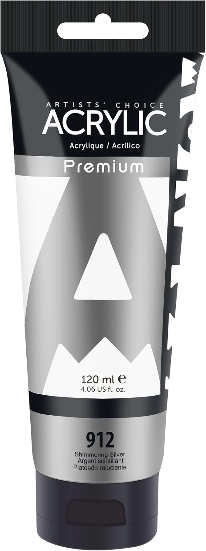 AUREUO Shimmering Silver Acrylic Paint, 4 Fl Oz / 120ml Single Tube, Metallic Craft Paints for Canvas, Rocks, Wood, Ceramic, Fabric