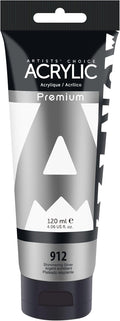 AUREUO Shimmering Silver Acrylic Paint, 4 Fl Oz / 120ml Single Tube, Metallic Craft Paints for Canvas, Rocks, Wood, Ceramic, Fabric