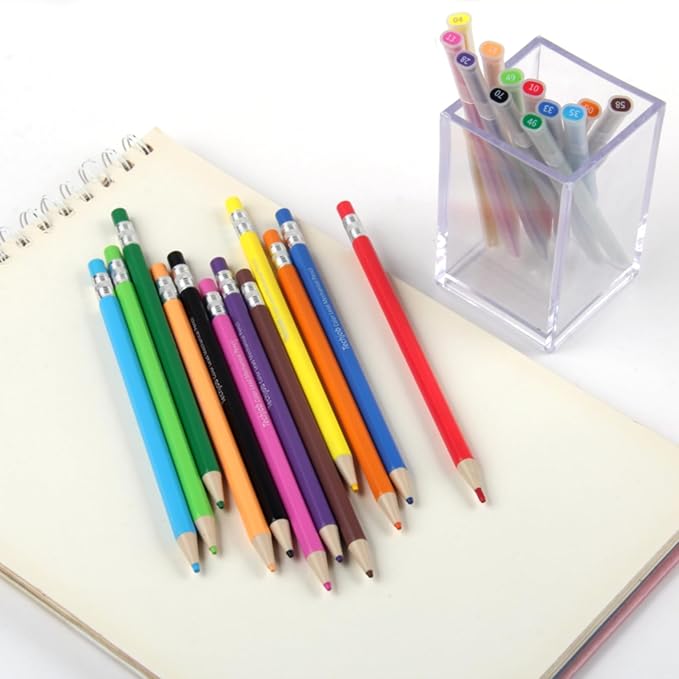 Colored Mechanical Pencil 2.6mm for Coloring and Drawing, Mechanical Colored Pencils, Mechanical Pencils with Sharpener and Case,12pcs with extra 24pcs colored leads