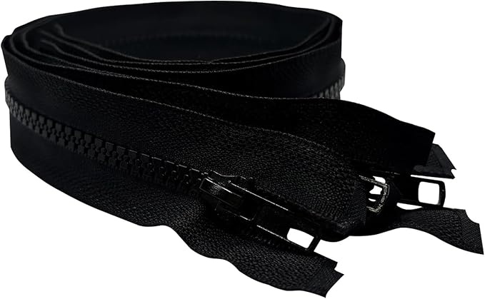 ANPURZII 3PCS #5 54 Inch Black Separating Jacket Zippers for Sewing Coats, Molded Plastic Bulk Zippers(Black 54" 3PCS)
