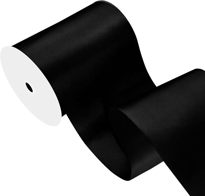 Black Satin Ribbon 4 inch X 15 Yards Polyester Ribbon for Gift Wrapping Very Suitable for Weddings Party Hair Bow Invitation Decorations and More