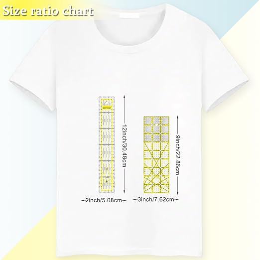 Quilting Rulers, 7 Piece Acrylic Ruler, Fabric Cutting Ruler, Sewing & Quilting Templates, (12.5"X12.5", 9.5"X9.5", 6"X6", 4.5"X4.5",12"x6.5",9"x3",12"x2")