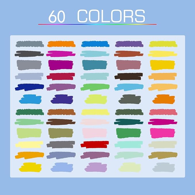 Tommax Art Markers Double Tip Brush Pens, 61Pcs Fine and Brush Pen Markers Set for Kids Adults Artists Painting, Coloring, Sketching, Multicolor