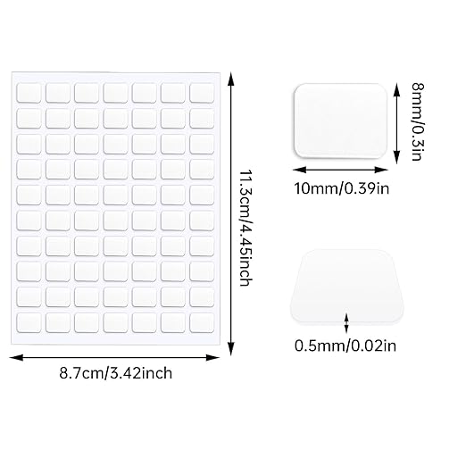 JANYUN 140 Pcs Double Sided Sticky Dots Removable Square Putty Clear Double Sided Tape for Crafts No Trace Sticky Tack Adhesive Tape (8 x 10 mm)