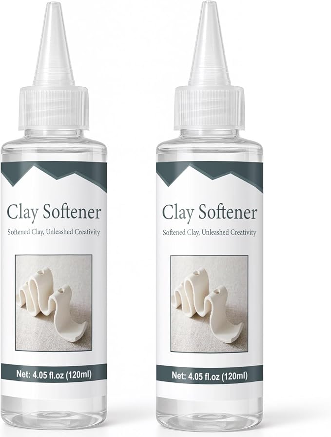 Premium Polymer Clay Softener – Revive Hardened Clay, Enhances Flexibility & Adhesion, Adds Shine After Baking, Ideal for Ceramic Artists, Teachers & DIY Craft Lovers (120ml*2)