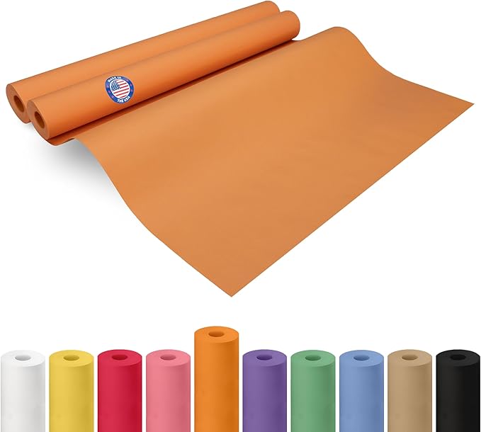 24" x 1200" (100 ft) Orange Kraft Paper Roll, Pack of 2 - USA-Made Quality Craft Paper for Gift Wrapping, Kids' Arts & Crafts, School Projects - 100% Recycled, 50 lb Natural Material by IDL Packaging