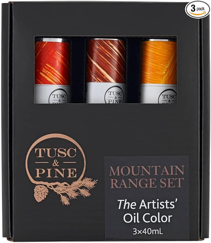 Tusc & Pine Artist Oil Paint - Mountain Range, Set of 3 40 ml, Non-Yellowing, Rich & Creamy Consistency, Maximum Pigment Load, Small Batch Milled Oil Paints Made in the USA for Professional Artists