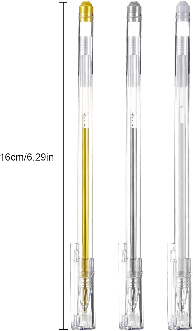 18 Pieces Gel Ink Pens Highlight Drawing Art Design Supplies 0.5 mm Pens for Black Paper Drawing Sketching Illustration Journaling Wedding Invitations and Adult Coloring Book (White, Gold, Silver)