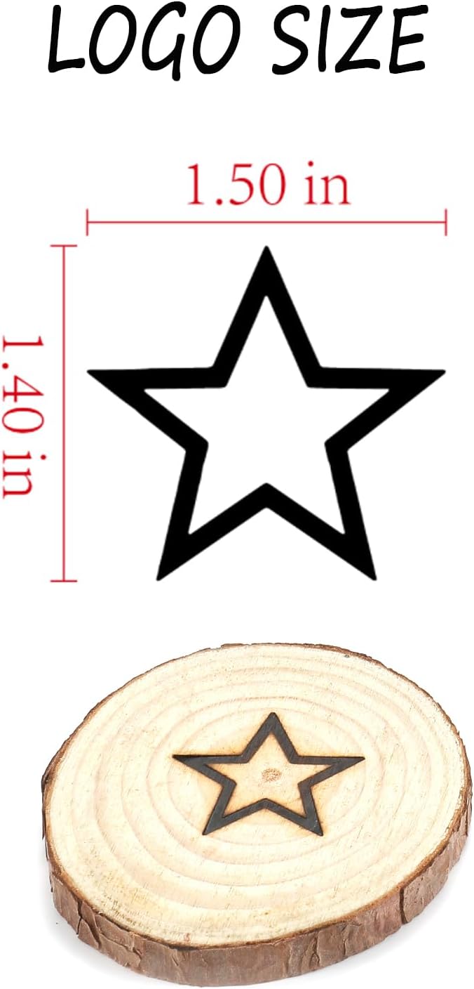 AIMOADO Star Branding Iron, 1 1/2" Brass Branding Iron Stamp for Hats Wood Leather