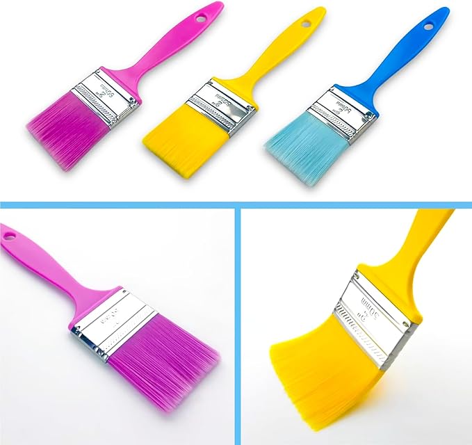 9-Pack Flat Paint Brushes 2 Inch, Paint Brush Set for Painting Acrylic Oil Crafts DIY, Bulk Paint Brushes for Walls,Touch Up,Trim Painting Supplies
