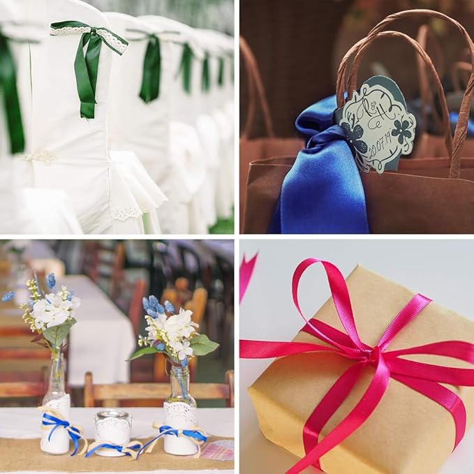 Double Face Ivory Satin Ribbon 1 inch X 25 Yards Polyester Ivory Ribbon for Gift Wrapping Very Suitable for Weddings Party Hair Bow Invitation Decorations and More