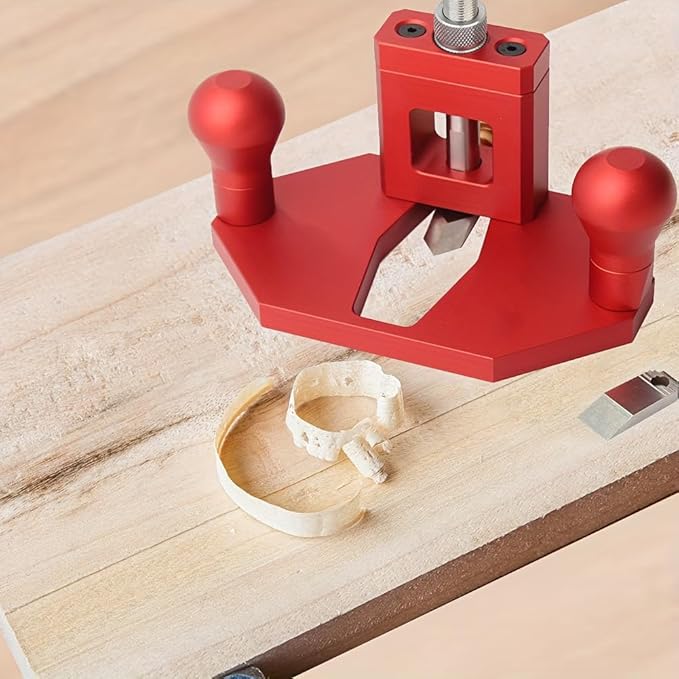 Router Plane Hand Wood Planer, Handheld Woodworking Tool, Woodworking Carpenter Tools Adjustable Woodcraft Trimming Knife Depth Stop Planer Wood Chamfering Slottinge (Red)