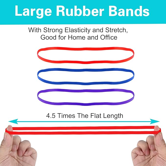 Coopay 120 Pieces Large Rubber Bands Bulk, 8 Inches Heavy Duty Strong Elastic Bands for Office Supply School Home, Securing Trash Can Garbage Cans, File Folders (Multicolor)