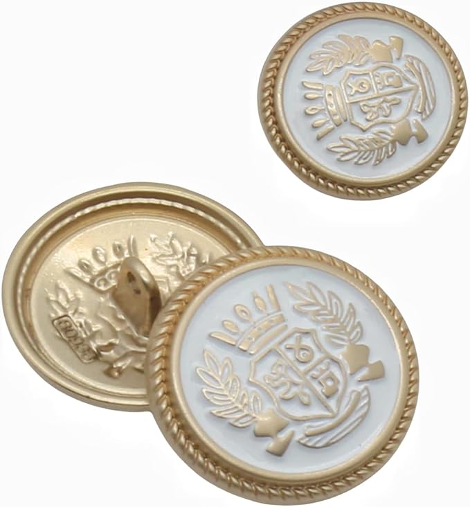 14 Pieces White Gold Metal Blazer Button Set 15mm 20mm for Blazers, Suits, Sport Coats, Uniform, Jackets (MBM35)