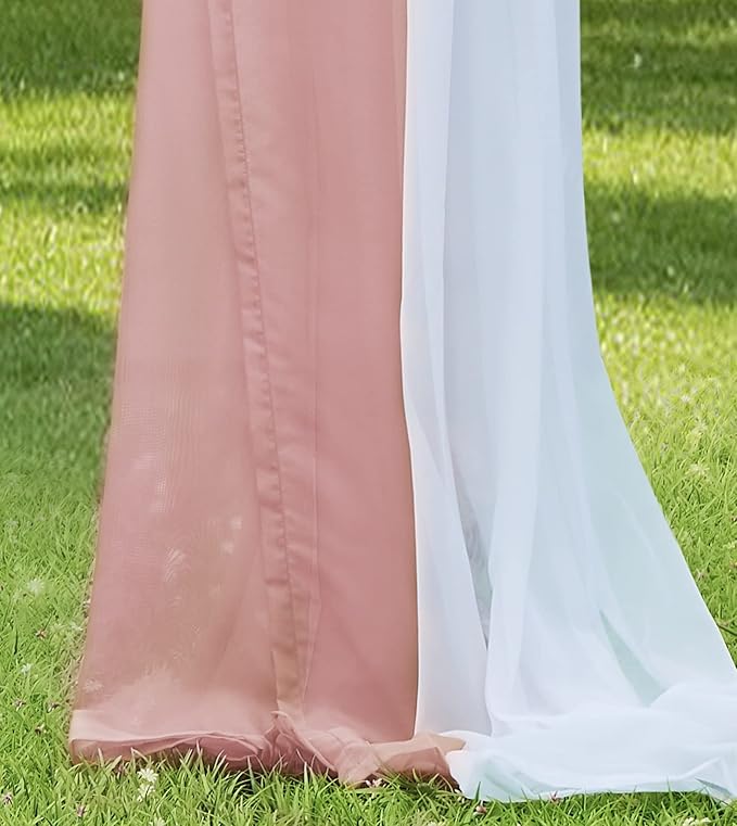 Warm Home Designs Wedding Arch Draping Fabric - 24 Ft Scarves in Dusty Rose & White for Wedding Decoration. AD White & Rose 288”