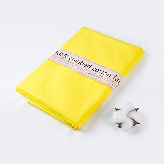 5 Yard Bright Yellow Cotton Fabric, Natural Cotton Poplin Fabric by The Yard, 59 Inches Wide 100% Cotton Fabric, Soft Embroidery Muslin Quilting Material for Sewing Material Apparel Cloth
