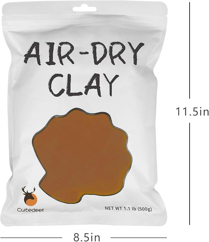 Cutedeer Brown Air Dry Clay, 1.1lb Foam Modeling Clay, Soft Squishy Molding for Kids Adults, Arts & Crafts Project Slime Supplies(1.1lb - 1 Pack, Brown)