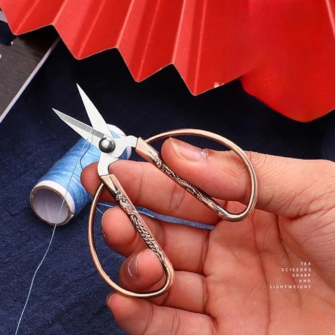 3.3-inch Small Sewing Embroidery Scissors, Stainless Steel Little Scissors Sharp Tip Detail Shears for Sewing Crafting, Art Work, Cross Stitch Cutting, Handcraft, Needlework DIY Tools Bronze