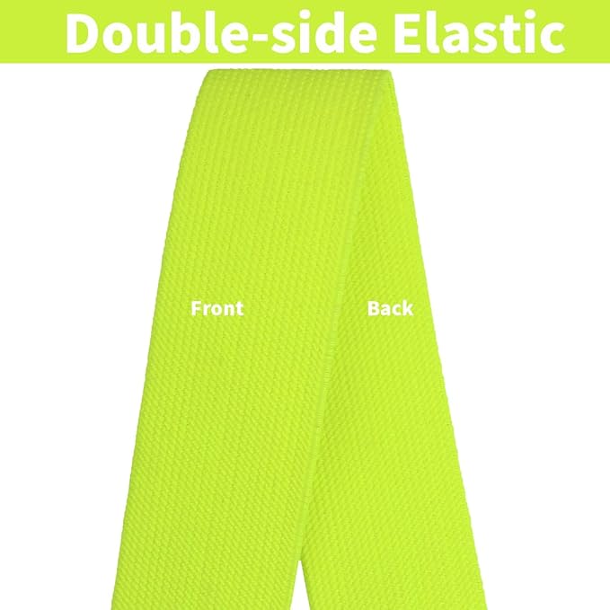 JESEP 1.5 Inch 10 Yards Double-Side Twill Woven Elastic Heavy Stretch High Elasticity for Sewing Pants Waistband, Wigs, Skirts, Craft DIY Projects (Neon Yellow 300)