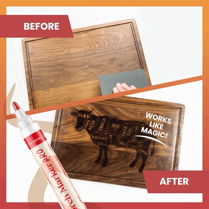 Scorch Marker - Wood Burning Marker, 2 in 1 Pyrography Kit for Adults, Woodburning Tool for Crafts, Stencils & Letters, DIY Pen Kit with Brush & Bullet Tips, Engraving Pen for Wood Burning Projects