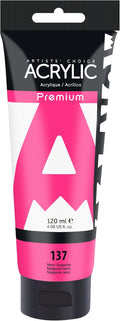 AUREUO Neon Magenta Acrylic Paint, 4 Fl Oz / 120ml Single Tube, Hot Pink Rich Pigment Art Craft Paints for Canvas, Rocks, Wood, Ceramic, Fabric - Art Supplies for Beginners, Professionals, Artists
