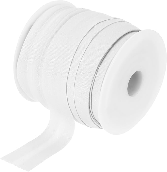 MECCANIXITY 3/4 Inch Single Fold Bias Tape Cotton Continuous Bulk Bias Tape for Sewing, Seaming Quilting Hemming Binding Crafts (White 25 Yards)