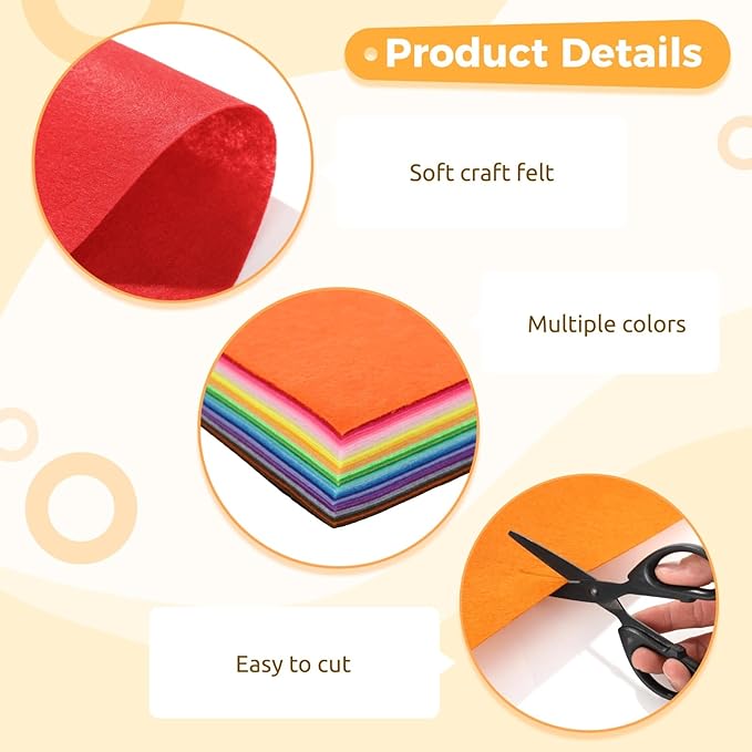 120 Pcs Felt Sheets for Crafts 11.8x11.8 in - 40 Colors Craft Felt Squares, Soft & Long-Lasting, Easy to Cut, Fabric Felt for DIY Crafts, Sewing, Young Artist's Art Projects, Decorations
