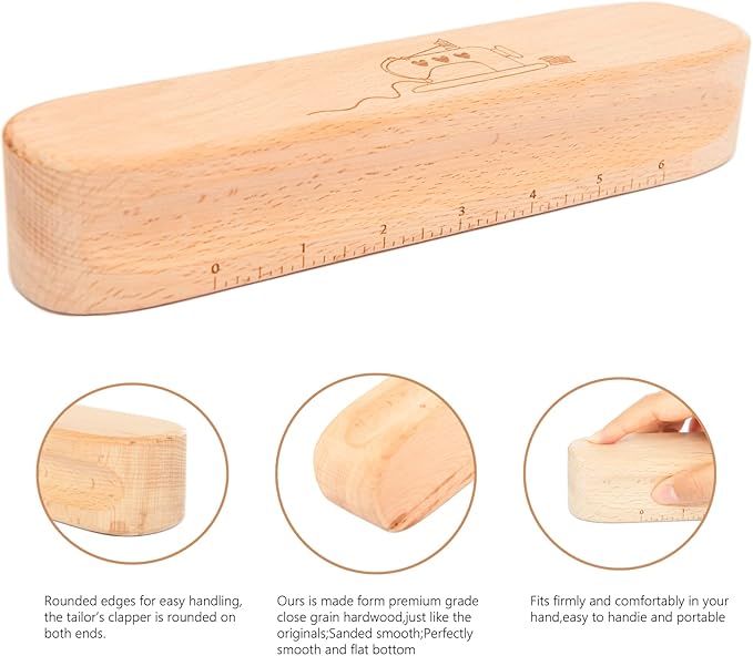 Lampstop Hardwood Tailors Clapper Multi-Purpose Sewing Tool for Sewing, Quilting, Ironing