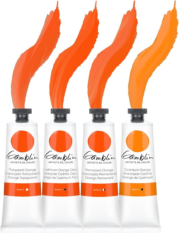 Gamblin Artist Oil Paint Set For Professionals - ORANGE SET - 37ml Tubes