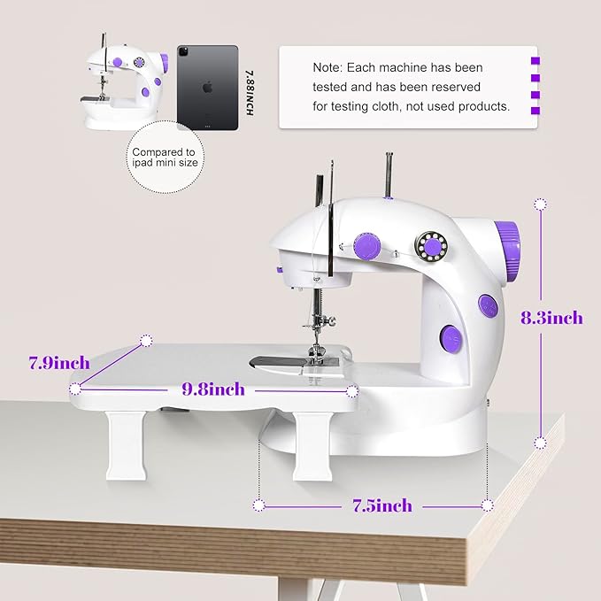 EASYBERG Mini Sewing Machine for Beginners, Dual Speed Easy Automatic Sewing Machine with Expansion Table and Sewing Tool, Suitable for Family and Travel