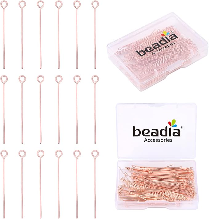 Rose Gold Plated Open Eye Pins Non Tarnish 40mm 150pcs for Jewelry Making Findings