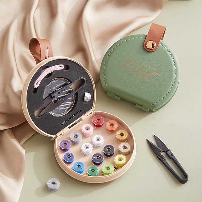 ZUNON Sewing Kit, Travel Mini Sewing Kits for Adults Suppliers Repair Project Kit Needle Family Sewing Thread Accessories Traveler Beginner Emergency Kids DIY Organizer Plastic(Green Sewing kit)