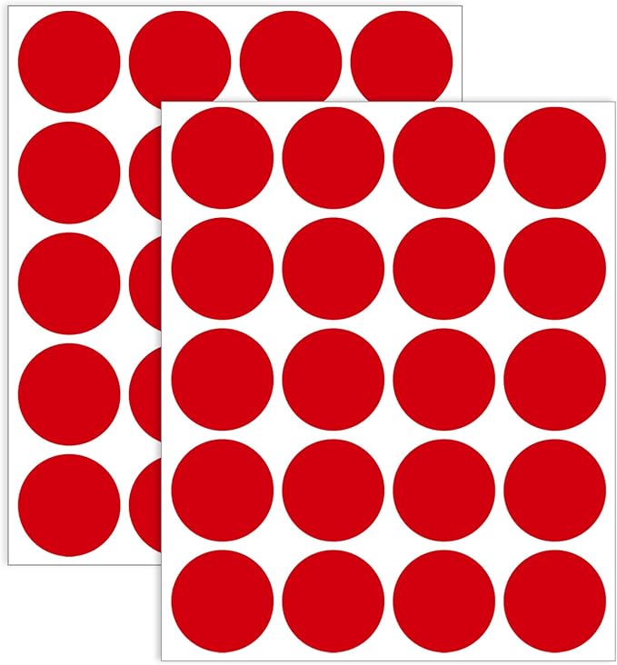 1.5" Round Colored Removable Stickers Labels - Red,Pack of 500