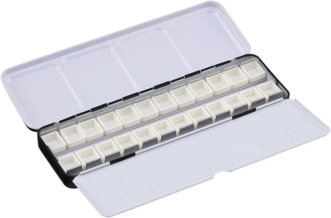 Watercolor Palettes - Empty Half Pan Boxes and Palette for Artists, Watercolor Painting, Students, Color Theory, & More! - 24 Half Pans
