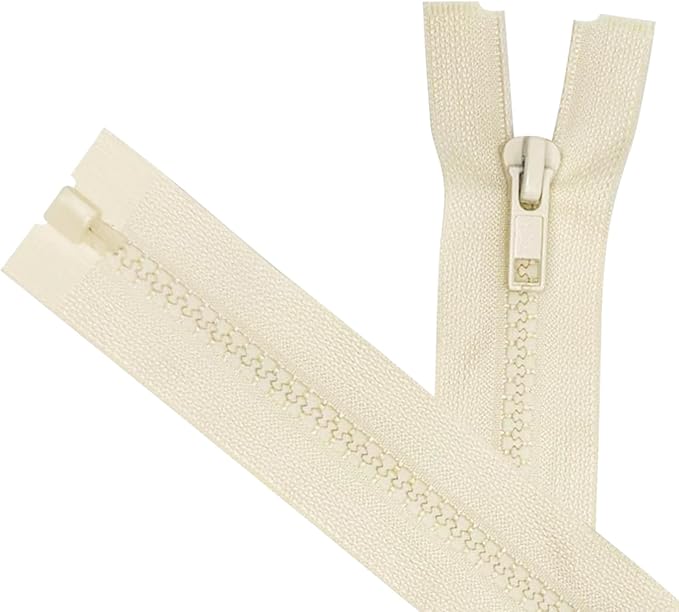 ANPURZII 2PCS #5 25 Inch Beige Separating Jacket Zippers for Sewing Coats, Molded Plastic Bulk Zippers(Beige 25" 2PCS)