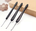 Yarniss Artisan Stainless Steel Crochet Hooks Set 3.0mm,4.0mm,5.0mm,Hand-Polished Crochet Needle with Ebony Handle for Beginners,Gift for Crocheter