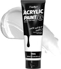 JusArt Acrylic Paint,Titanium White Paint Tubes (250ml /8.45 oz Non-Toxic & Rich Pigment Art Craft Paints for Canvas Painting, Wood, Fabric, Stone, Ceramics, Art Supplies for Artists, Adults