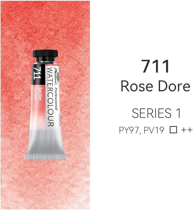 PHOENIX Professional Watercolor Paint Single Tube - 0.47 Fl Oz / 14ml - Rose Dore