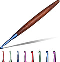 Giwrmu Crochet Hooks, 4mm Ergonomic Crochet Hook, Available in 3mm-7mm, Colored Aluminum Crochet Hook with Wooden Handle Crochet Needle for Crocheting Yarn