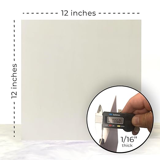 1/16" White | Maker Boards Colors Line of Double Sided Painted Basswood Plywood Sheets, 12x12 inches, 1/16th and 1/8th Thickness, 17 Colors Available, Laser Safe, Diode Laser Compatible.