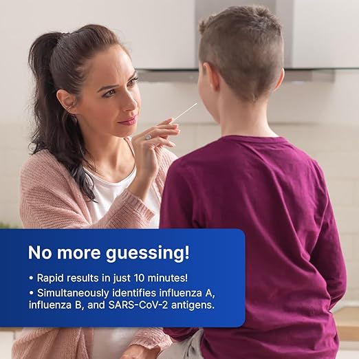 CorDx Tyfast at Home Flu A/B and COVID 19 Rapid Test Kit, Easy, Accurate, Fast Results in 10 Minutes, (10-Pack)