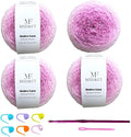 MSD&FT Ombre Yarn, 80% Acrylic 20% Nylon Blend, Pink Gradient, 4-Pack (Purple Wine)