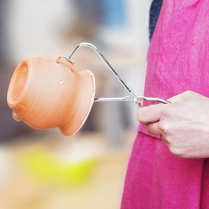 Dipping Tongs for Pottery, Stainless Steel Clay Sculpting Tools with Rubber Grip, Pottery Glazing Tools for Ceramic, Polymer Clay & Studio Use