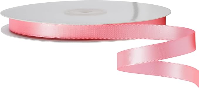 LIUYAXI Pink Double Faced Satin Ribbon, 3/8" X Continuous 25 Yards, Ribbons Perfect for Gift Wrapping Bows Bouquet Wedding Decor DIY Craft and More